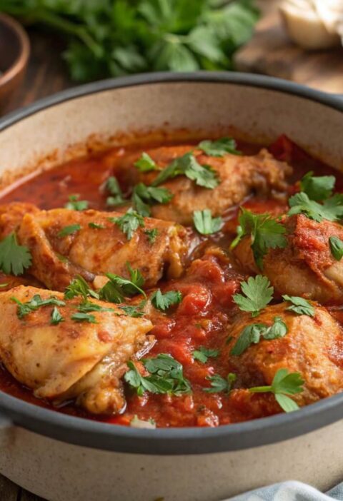 Chakhokhbili: Georgian Chicken in Tomato Herb Sauce