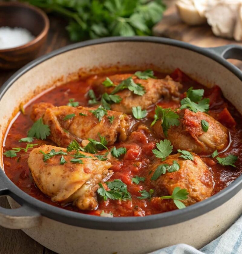 Chakhokhbili: Georgian Chicken in Tomato Herb Sauce